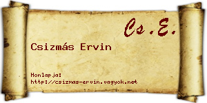 Csizmás Ervin névjegykártya
